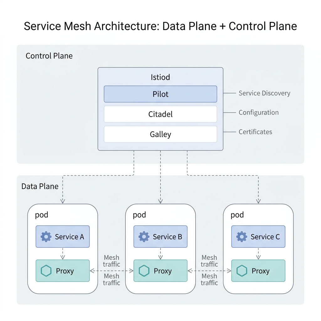 Service Mesh Architecture: Data Plane + Control Plane